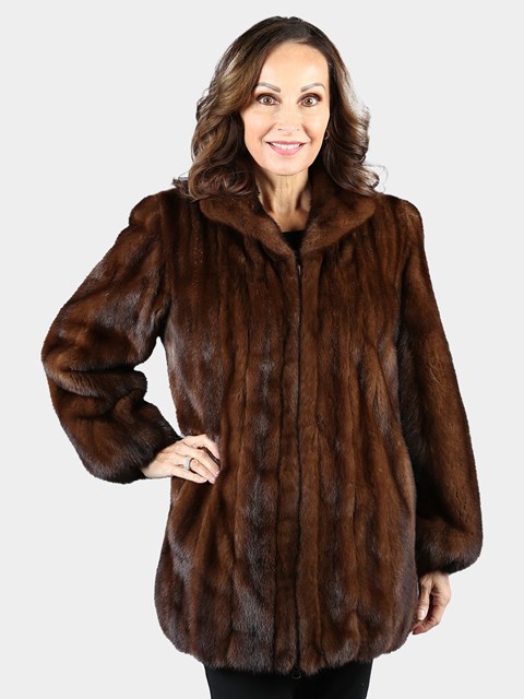 Woman's Natural Mahogany Female Mink Fur Jacket