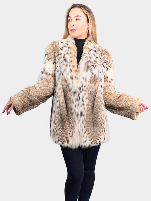 Woman's Natural Cat Lynx Fur Jacket