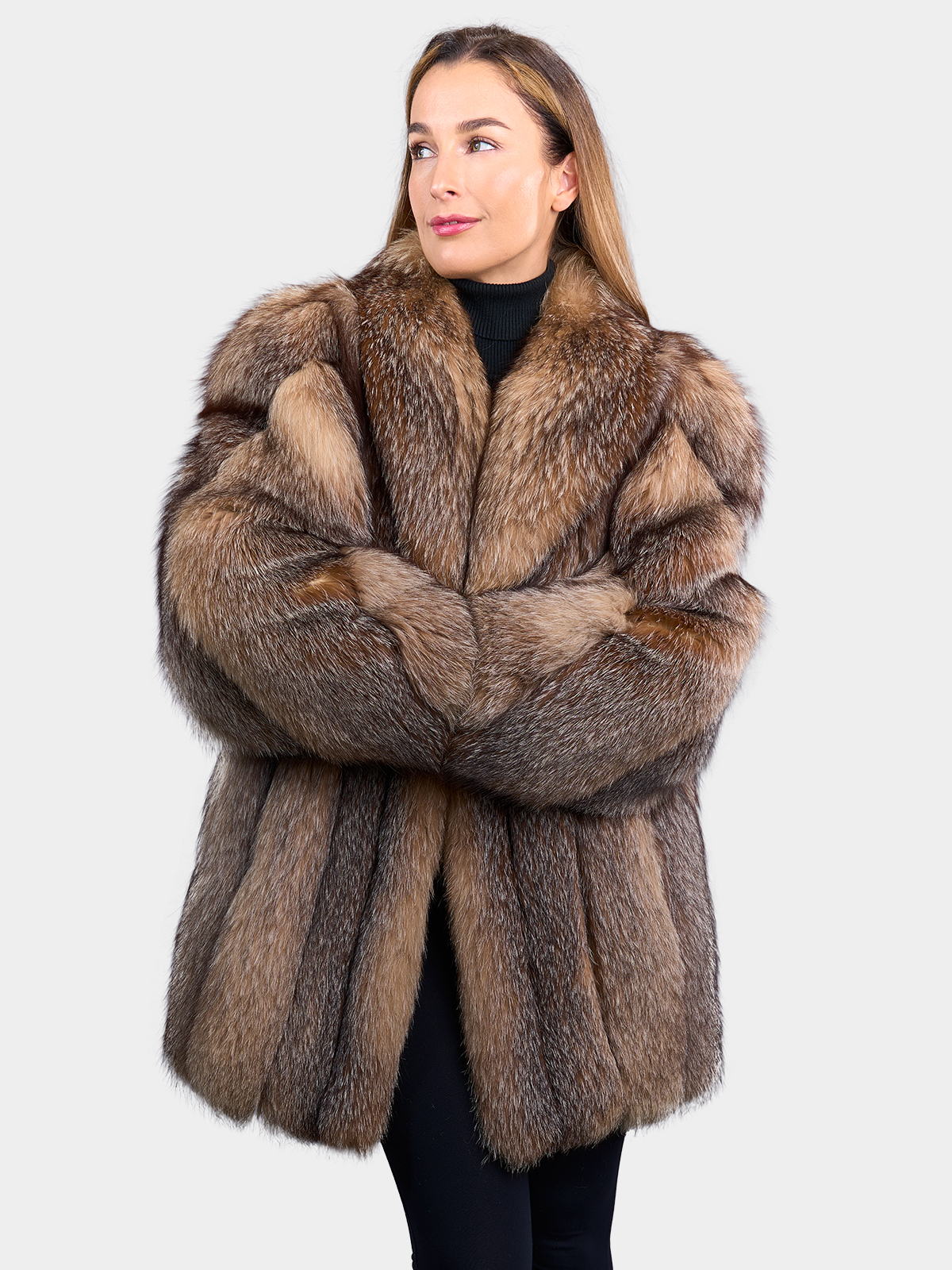 Emma Large Detachable Crystal Fox Fur Collar