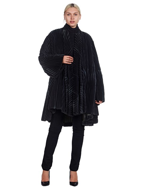 Woman's Grey Sheared Mink Fur Coat by Donna Karan 