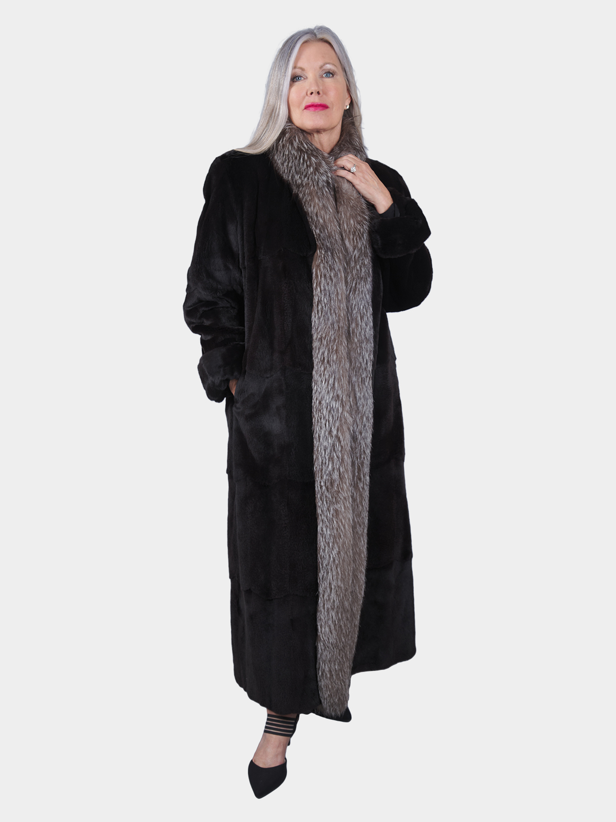 Women's Grey Sheared Mink Jacket (Reversible) | Day Furs