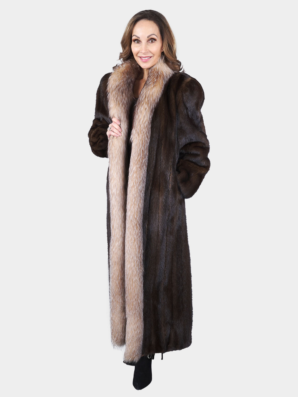 Mink fur coat in brown