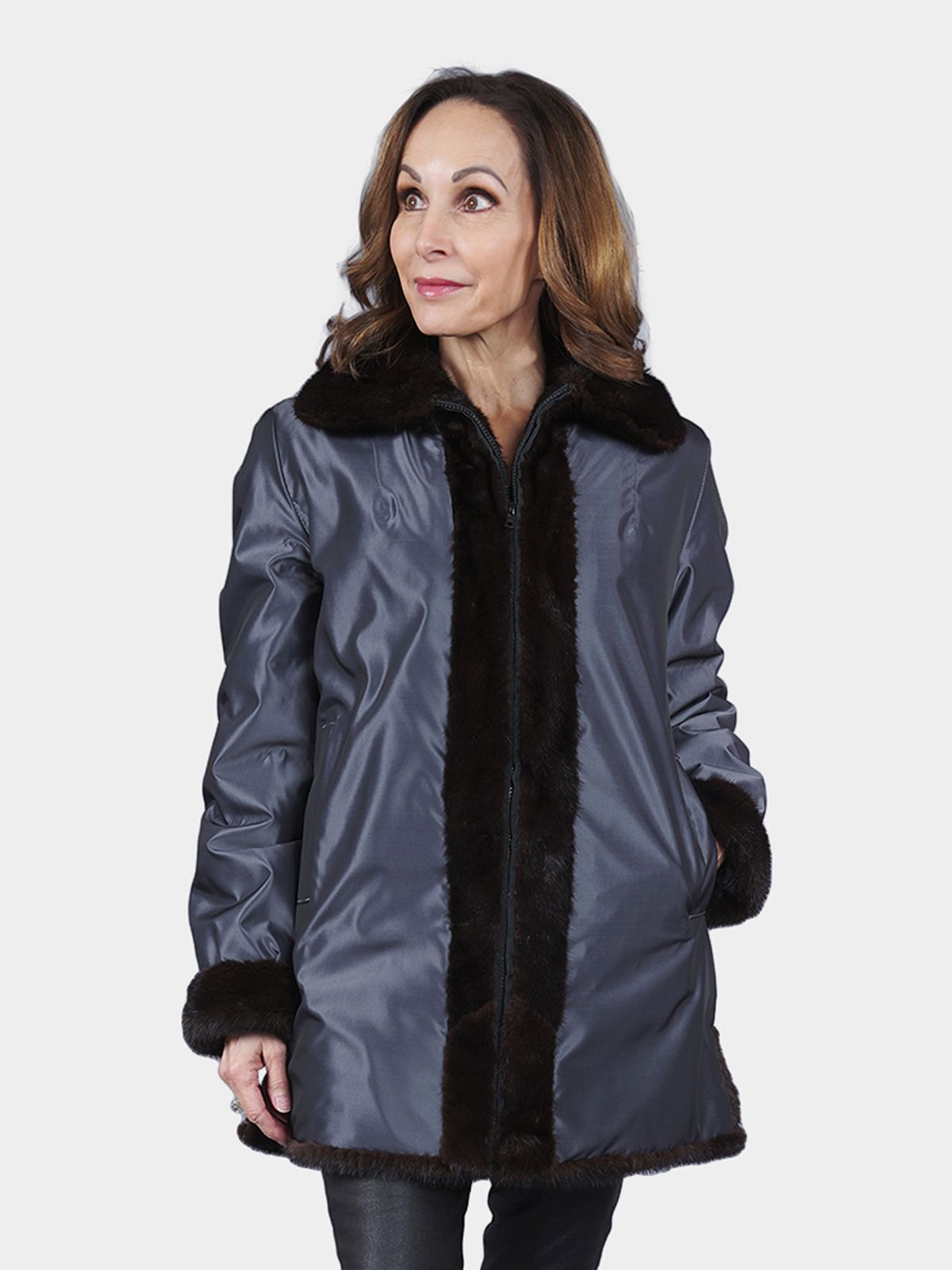 Fur lined best sale rain coat