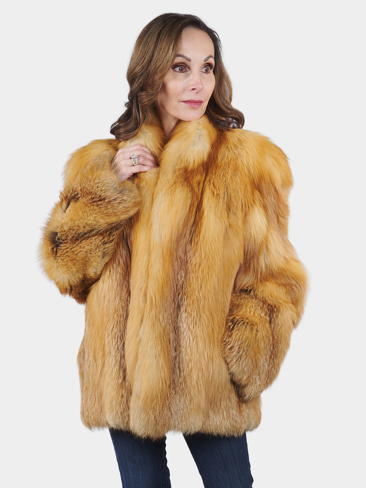 Women Real Blue Fox Fur Coat With Lapel Fashion Winter Natural Fur Thick  Outwear | eBay