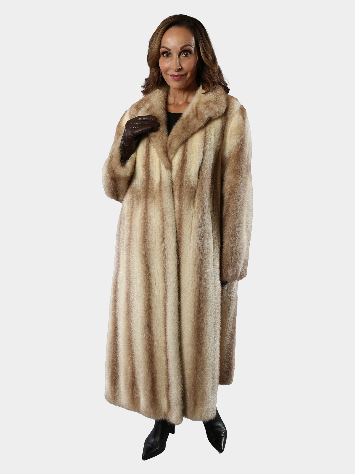 Mink fur coat real mink fur jacket brown color - Furriers online