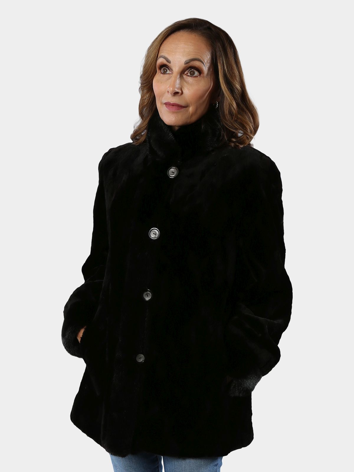 Black sheared mink coat best sale