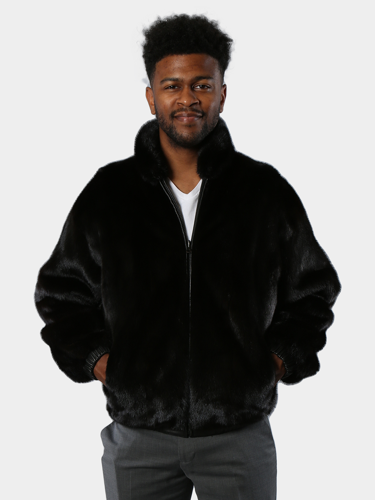 Men's Ranch Mink Fur Bomber Jacket - Estate Furs