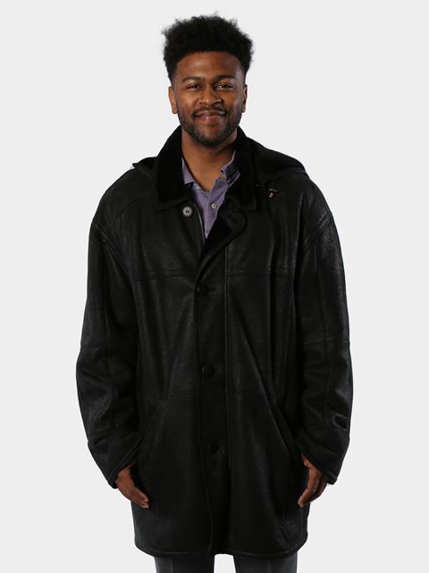 Man's Black Shearling Leather Jacket