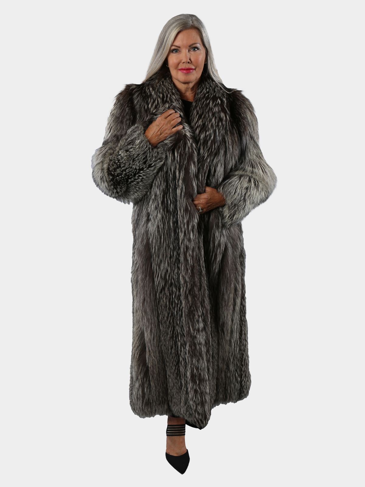 Women's Silver Fox Fur Coat by Louis Féraud | Estate Furs
