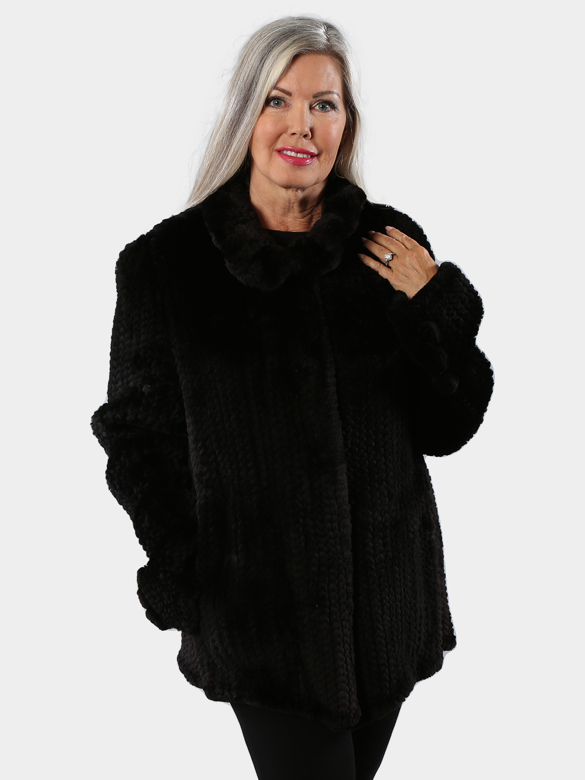 Black and White Rex Rabbit Fur Jacket / Reversible | Day Furs