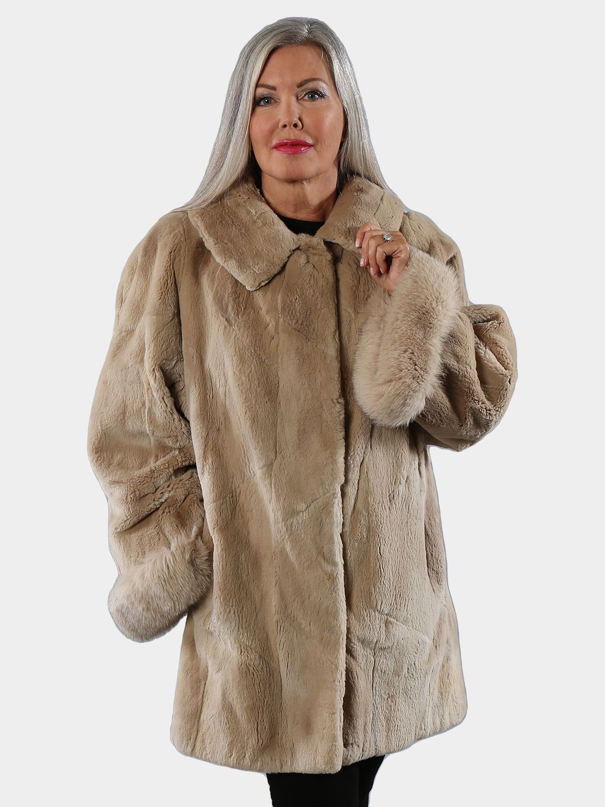 Muskrat fur outlet coat