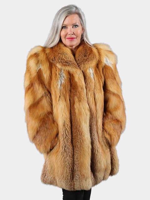 Woman's Red Fox Fur Stroller