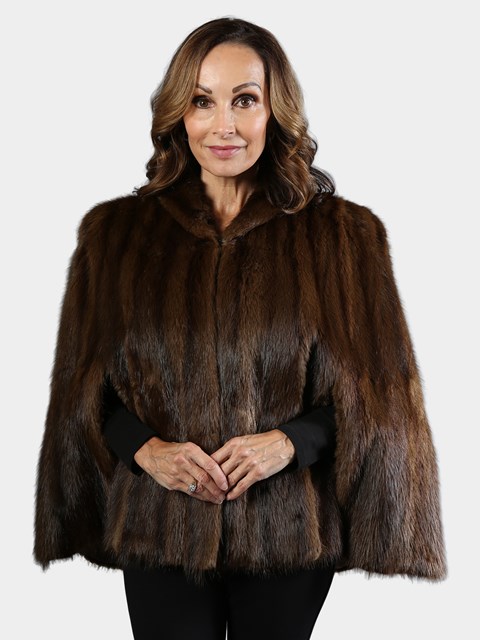 Woman's Vintage Dark Brown Muskrat Fur Cape