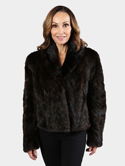 Woman's Ranch Mink Section Fur Jacket