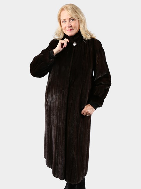 Woman's Deep Mahogany Female Mink Fur Coat