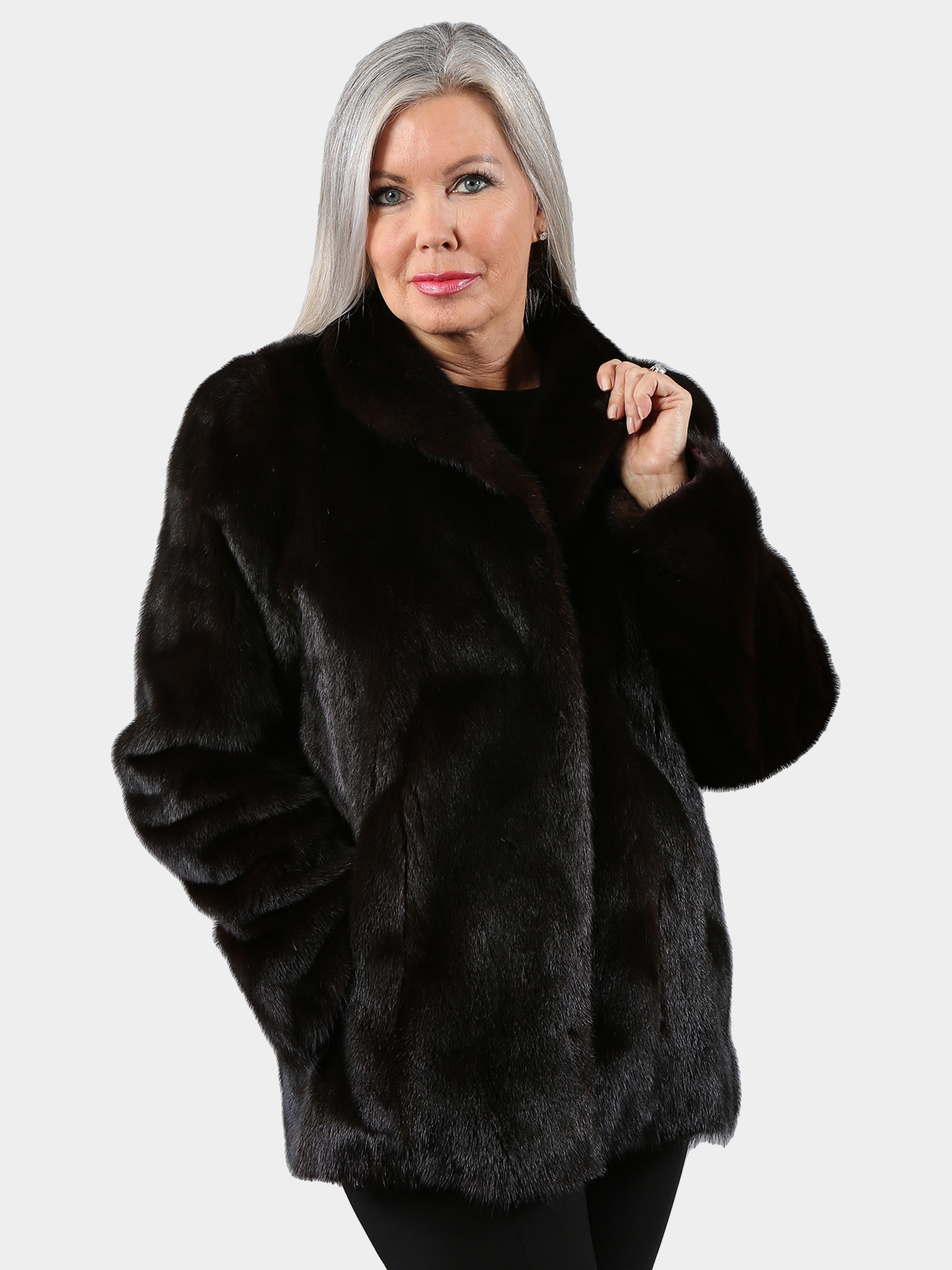 Mink fur jacket mink reversible jacket blue color - Furriers online