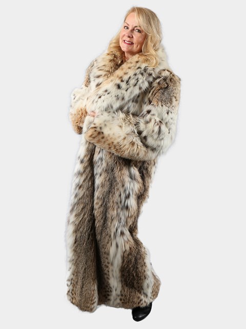 Woman's Plus Size Natural Cat Lynx Fur Coat