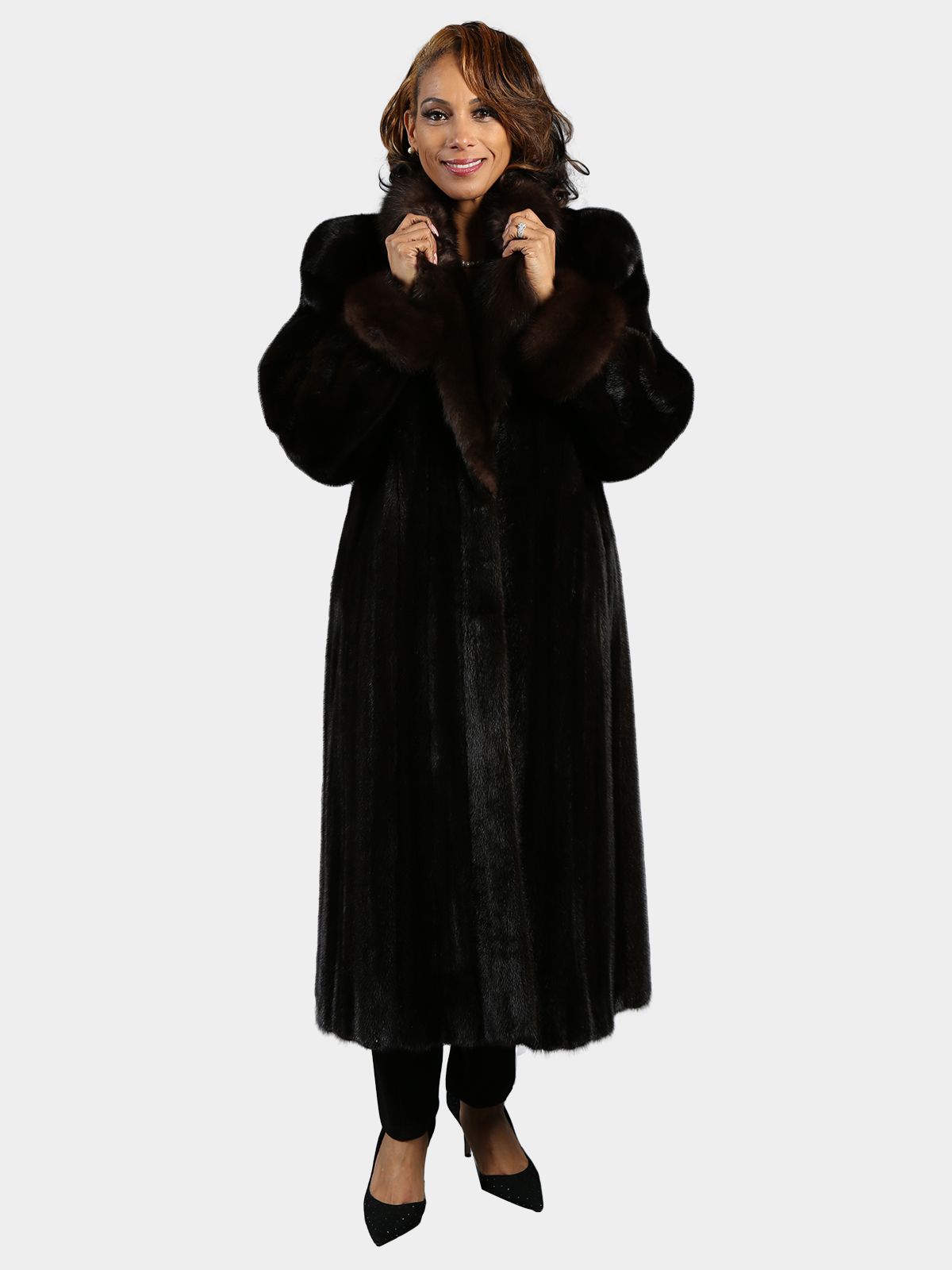 Female mink fur clearance coat