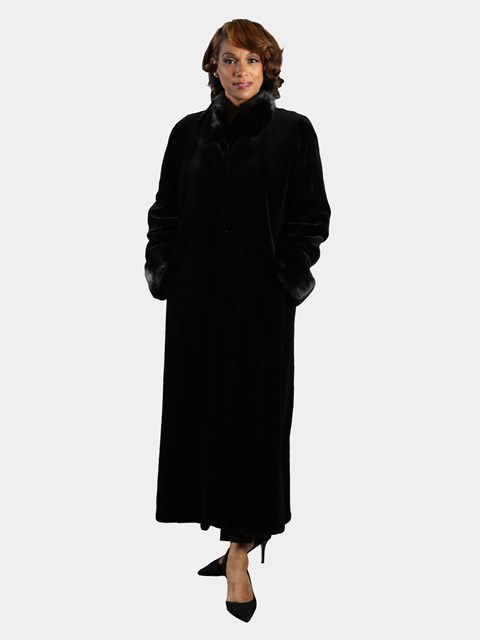 Woman's Black Sheared Mink Fur Coat