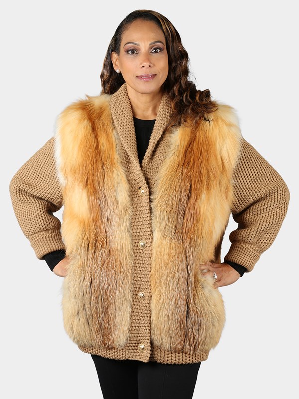 Woman's Crystal Fox Fur Jacket - Estate Furs