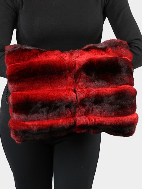 Woman's Red Dyed Chinchilla Fur Muff