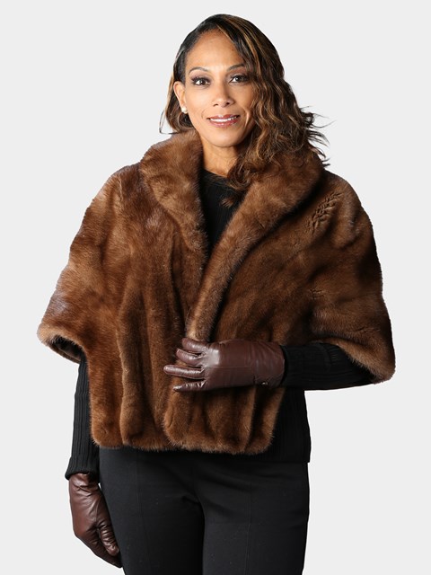 Woman's Vintage Mahogany Female Mink Fur Stole