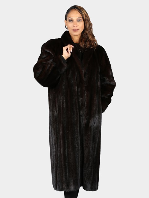 Woman's Plus Size Deepest Mahogany Mink Fur Coat