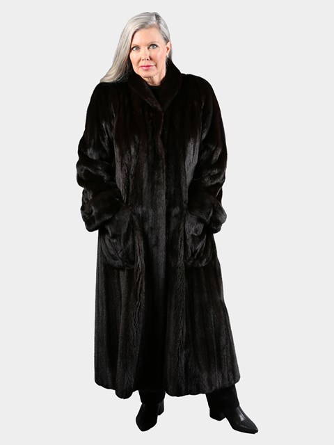 Woman's Darkest Mahogany Female Mink Fur Coat