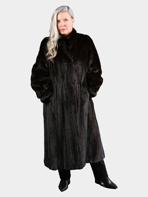 Woman's Deep Mahogany Female Mink Fur Coat