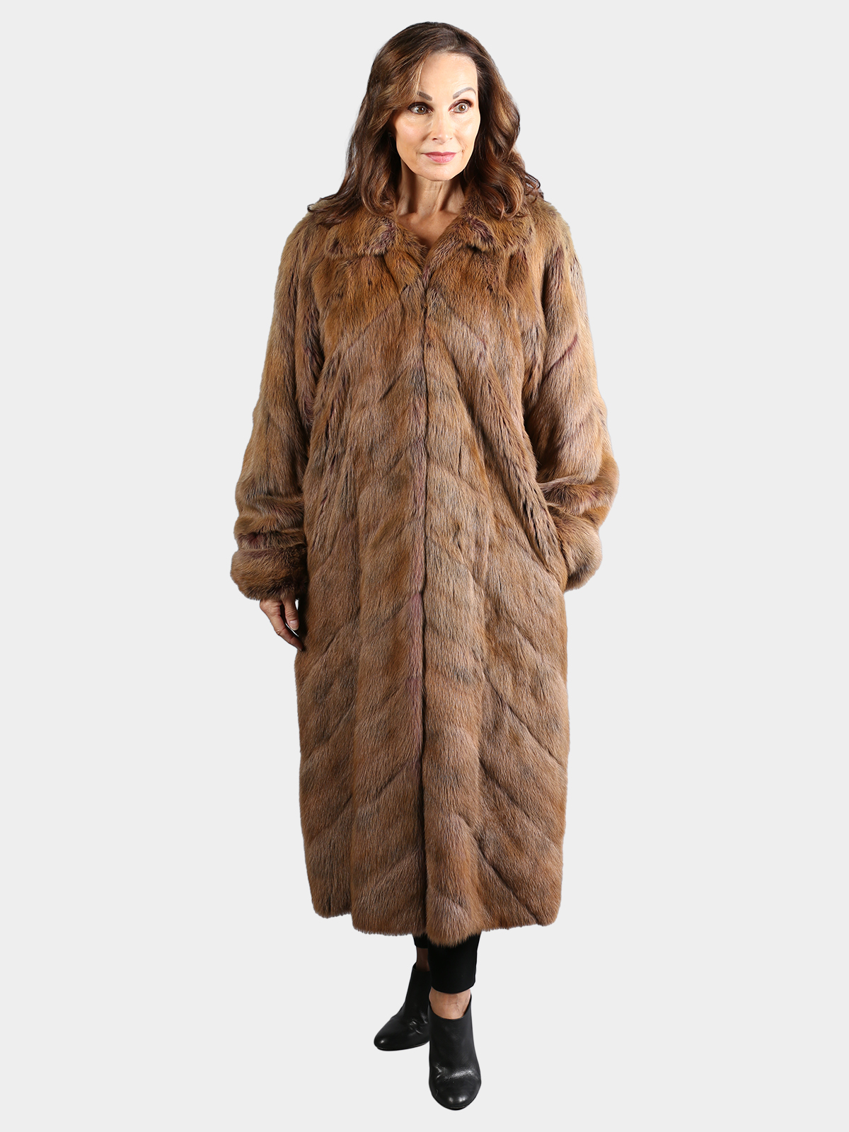 Woman s Fendi Dyed Taupe Kolinsky Fur Coat Reversible to Skin