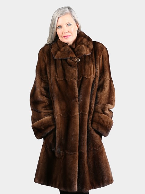 Woman's Natural Mahogany Female Mink 7/8 Coat