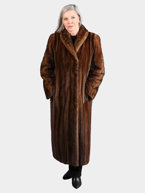 Woman's Natural Light Mahogany Female Mink Fur Coat