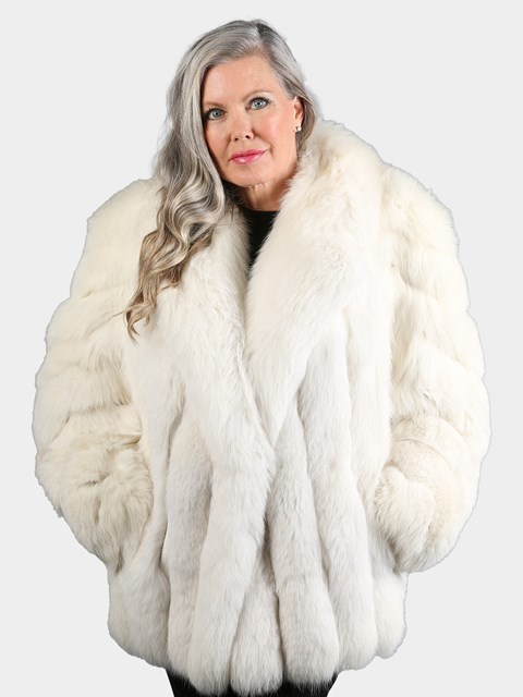 Woman's Natural Shadow Fox Fur Jacket