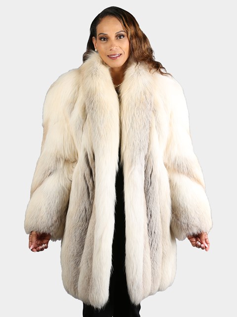 Woman's Natural Golden Isle Fox Fur 3/4 Coat