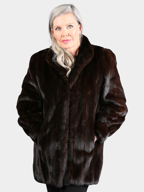 Woman's Natural Deepest Mahogany Female Mink Fur Jacket