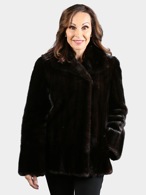 Woman's Natural Deepest Mahogany Female Mink Fur Jacket