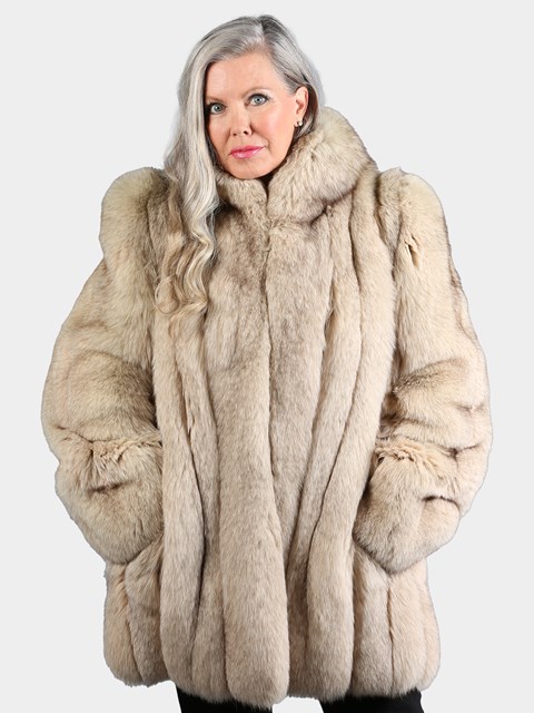 Woman's Dyed Blush Blue Fox Fur Jacket