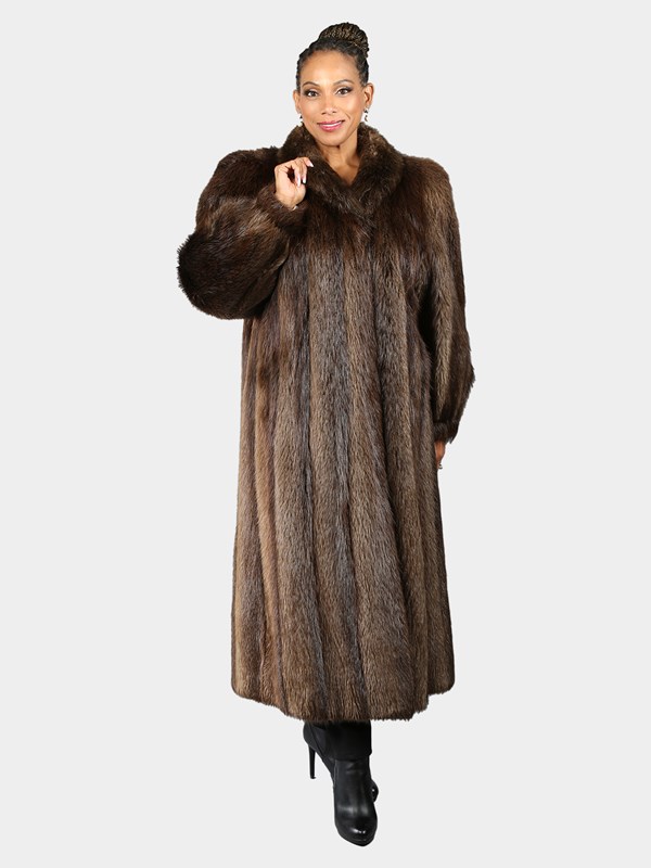 Woman's Natural Dark Tone Beaver Fur Coat