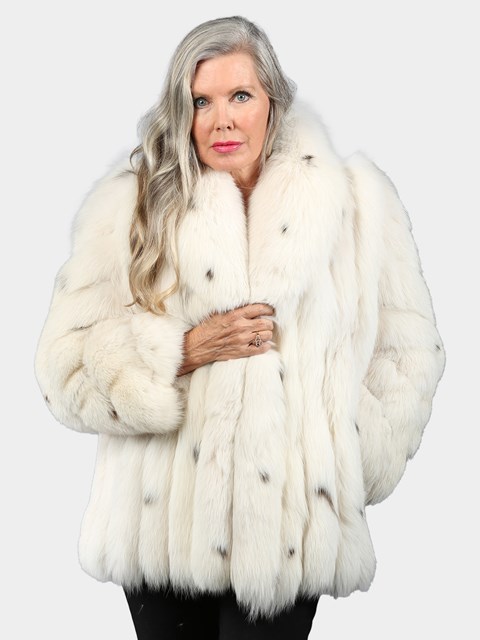 Woman's Natural Lynx Dyed Shadow Fox Fur Jacket