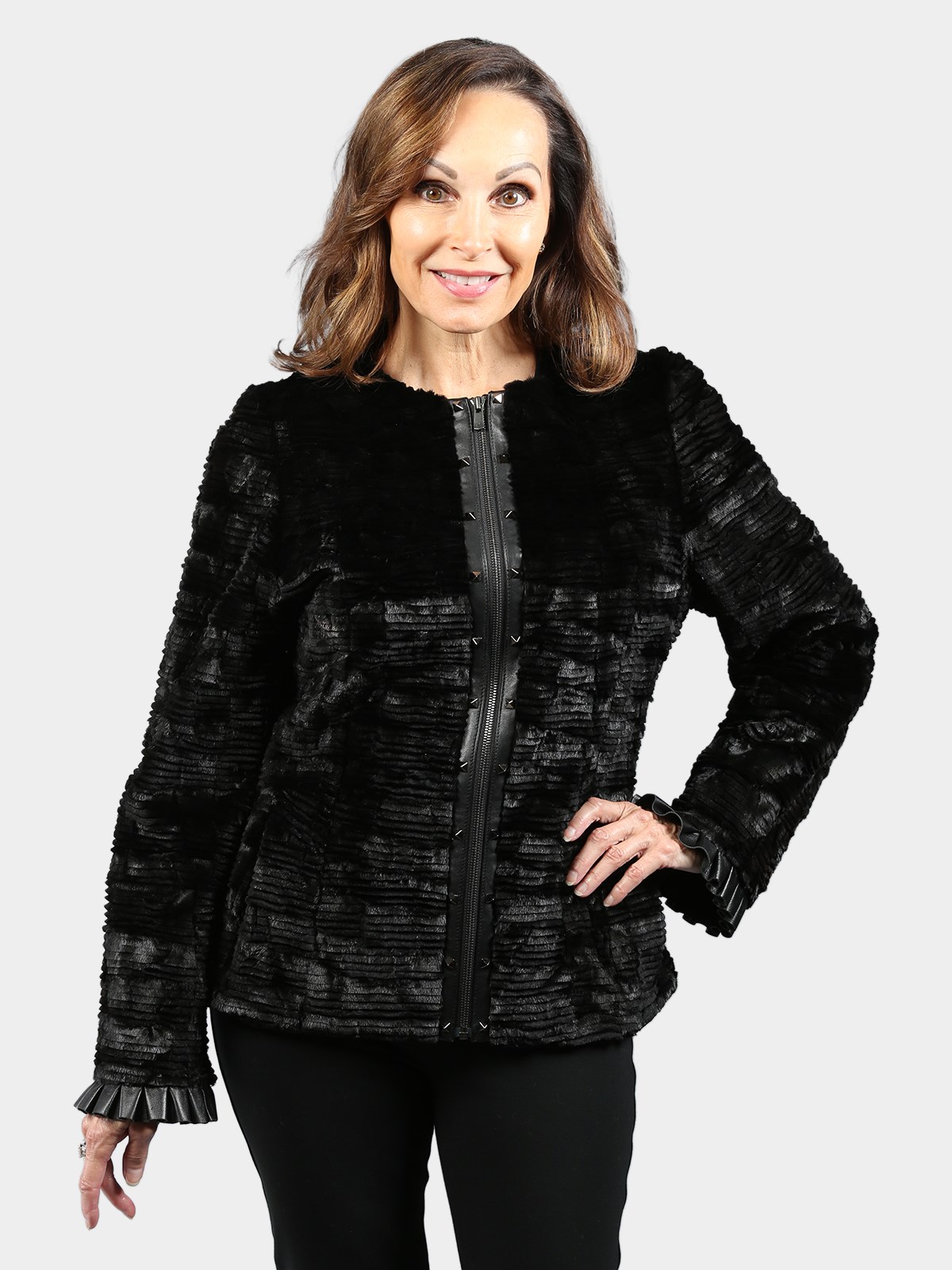 Woman's Black Sheared Mink Fur Jacket by Gorksi of Montreal