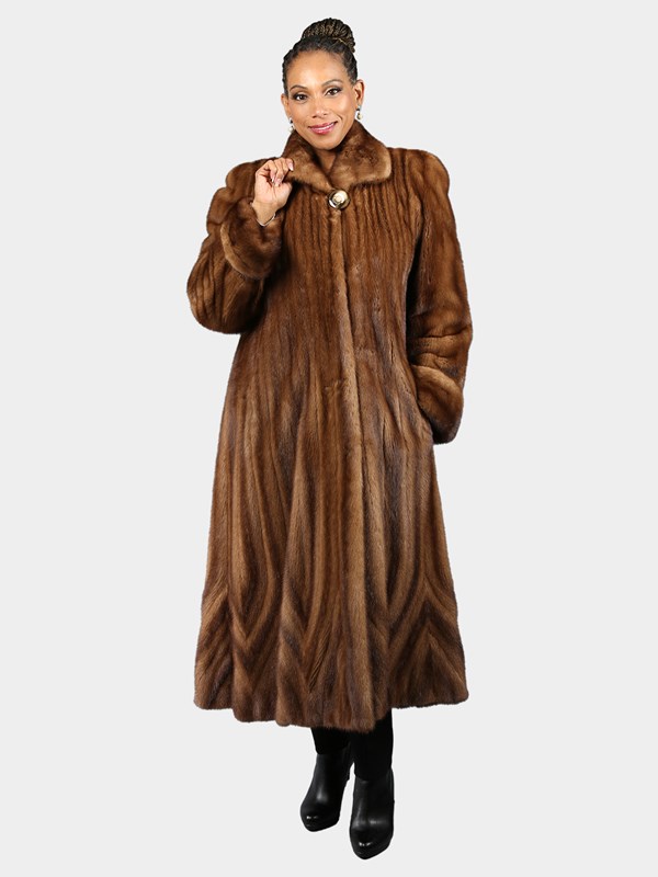 Woman's Demi Buff Female Mink Fur Coat with Directional Design