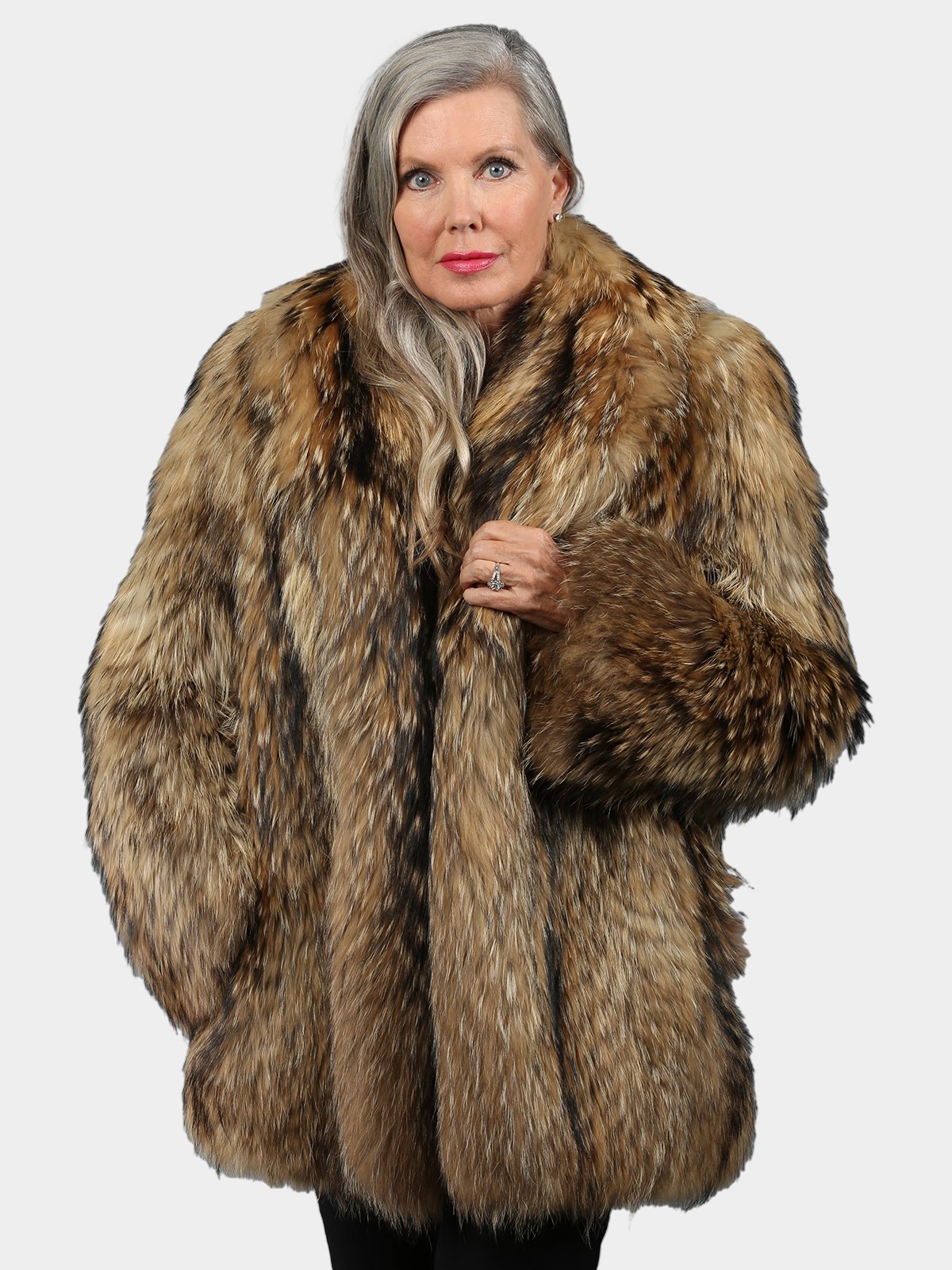 Woman's Natural Finn Racoon Fur Jacket