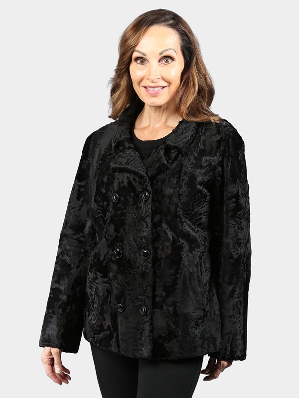 Woman's Vintage Black Broadtail Lamb Fur Jacket