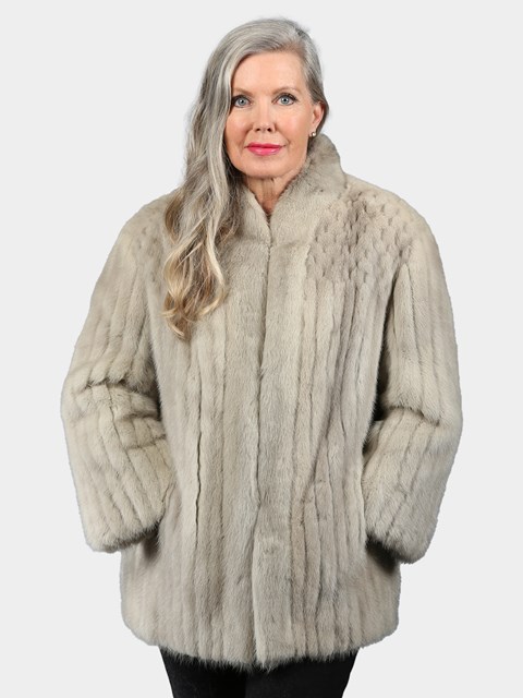 Woman's Vintage Natural Cerulean Cord Cut Mink Fur Jacket