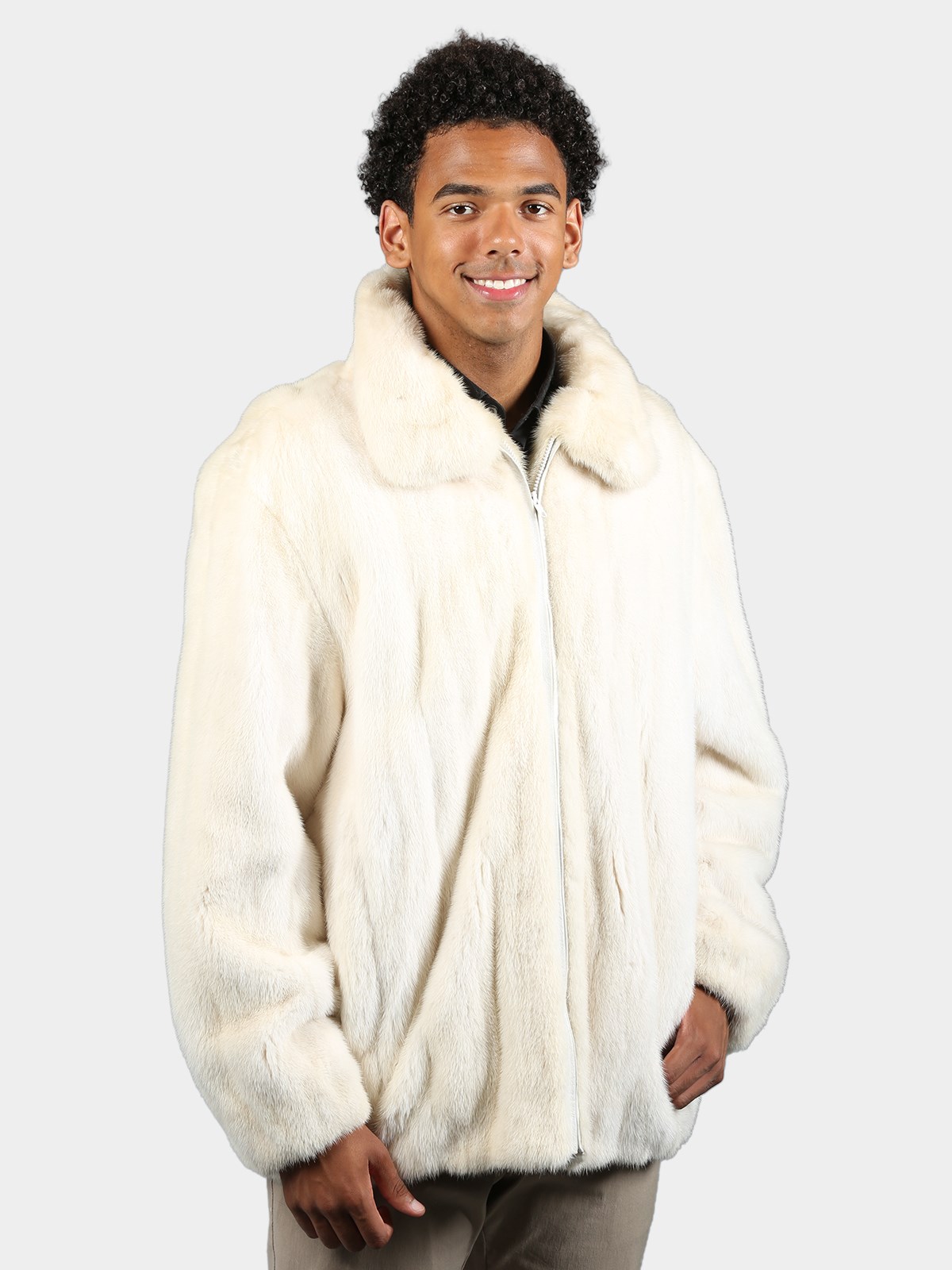 Man's White Female Mink Fur Jacket