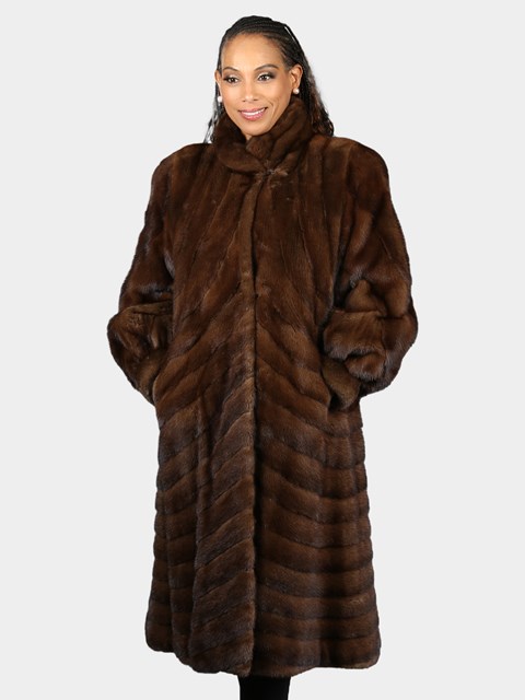 Woman's Natural Mahogany Female Mink Fur Directional Coat