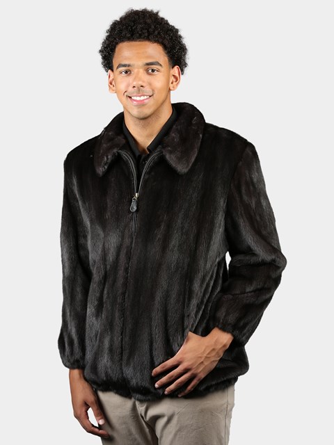 Man's Natural Blue Iris Female Mink Jacket