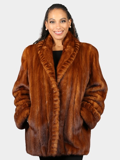 Woman's Natural Whiskey Mink Fur Stroller