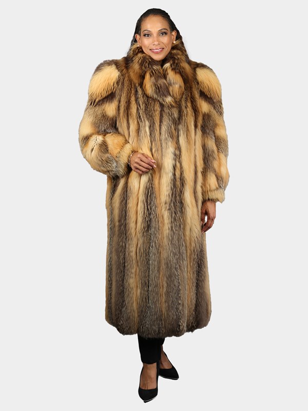 Woman's Natural Cross Fox Fur Coat