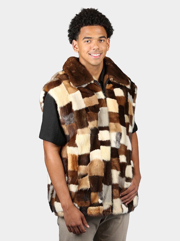 Man's Natural Multi Colored Mink Fur Vest